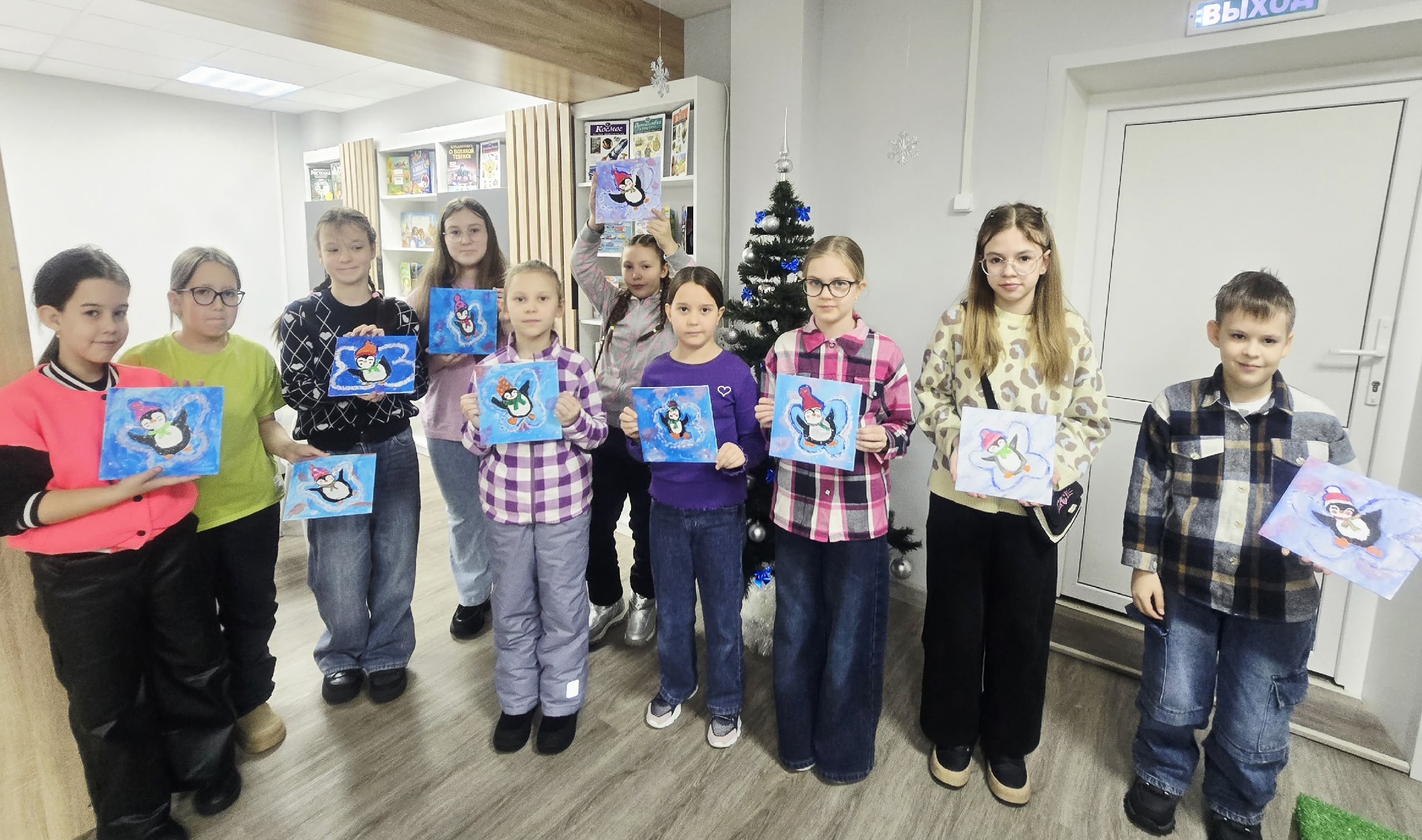 Мастер-класс по рисованию картины на холсте "Пингвин".