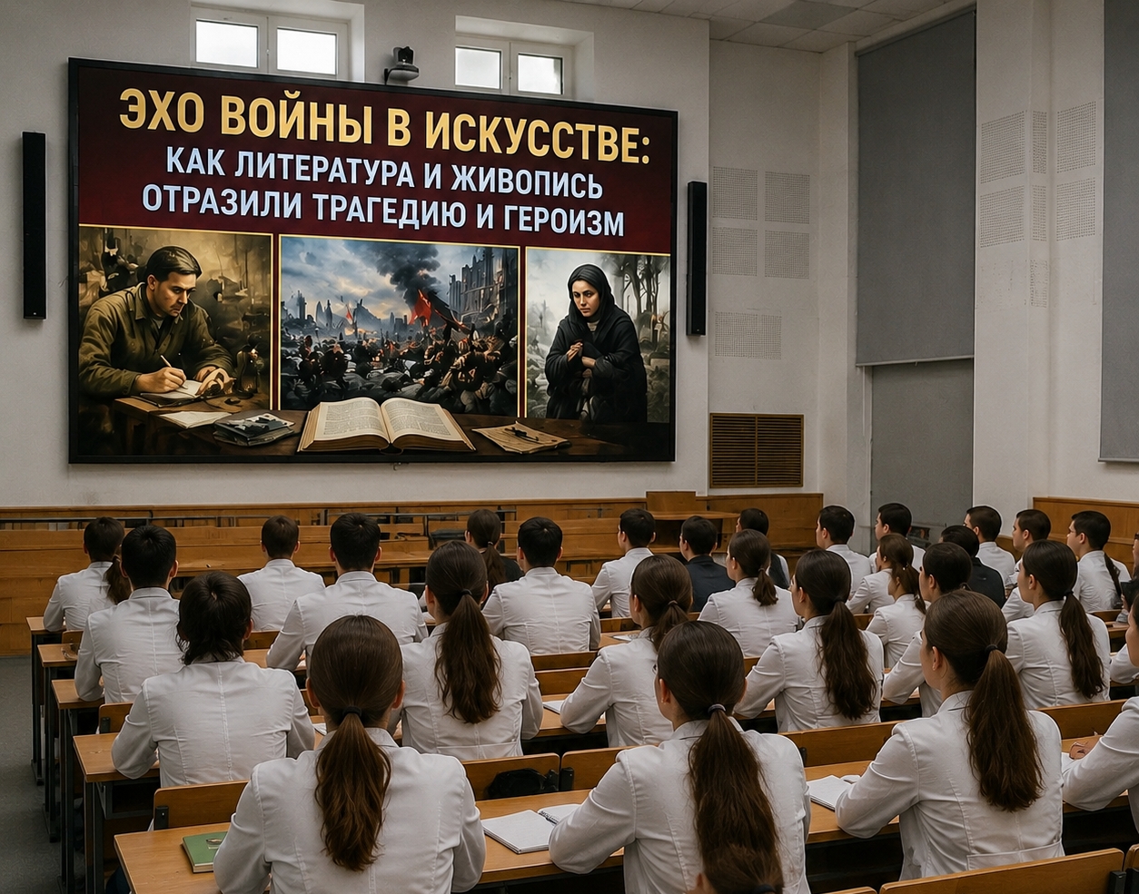 Эхо войны в искусстве: прошел Час истории для студентов НЖК медицинского отделения.
